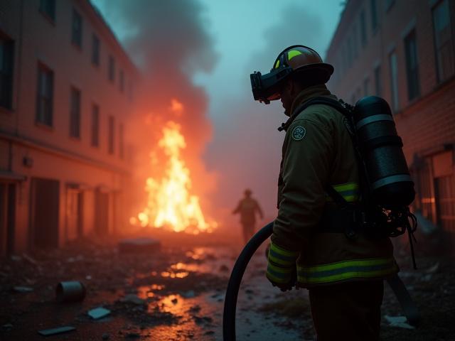 First responders using VR to train for a fire rescue scenario
