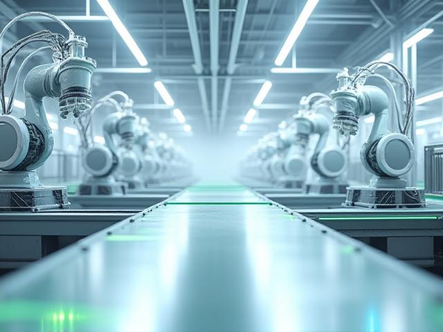 Photorealistic 3D rendering of a factory floor with stunning detail